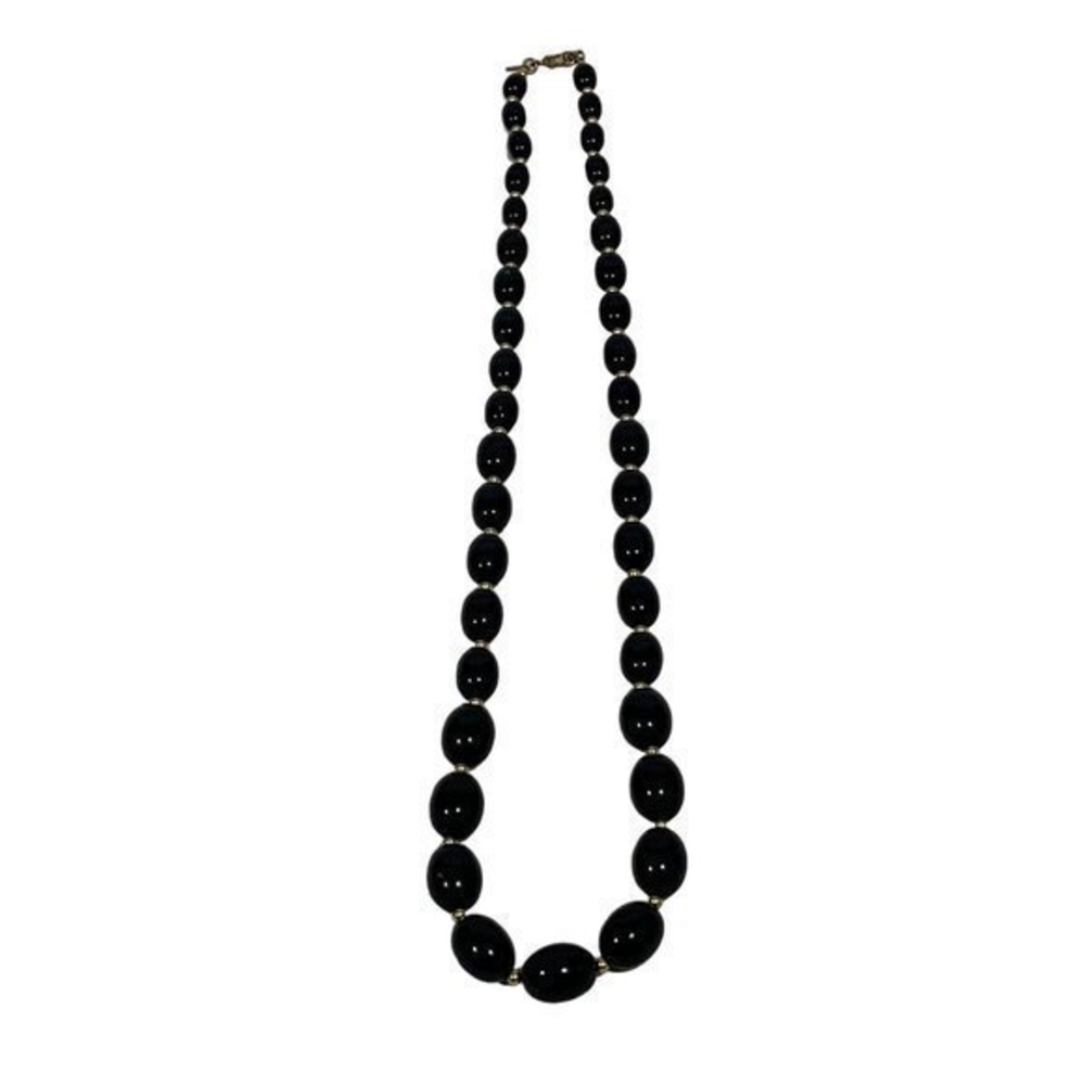 Monet Vintage Black Bead‎ Long Necklace